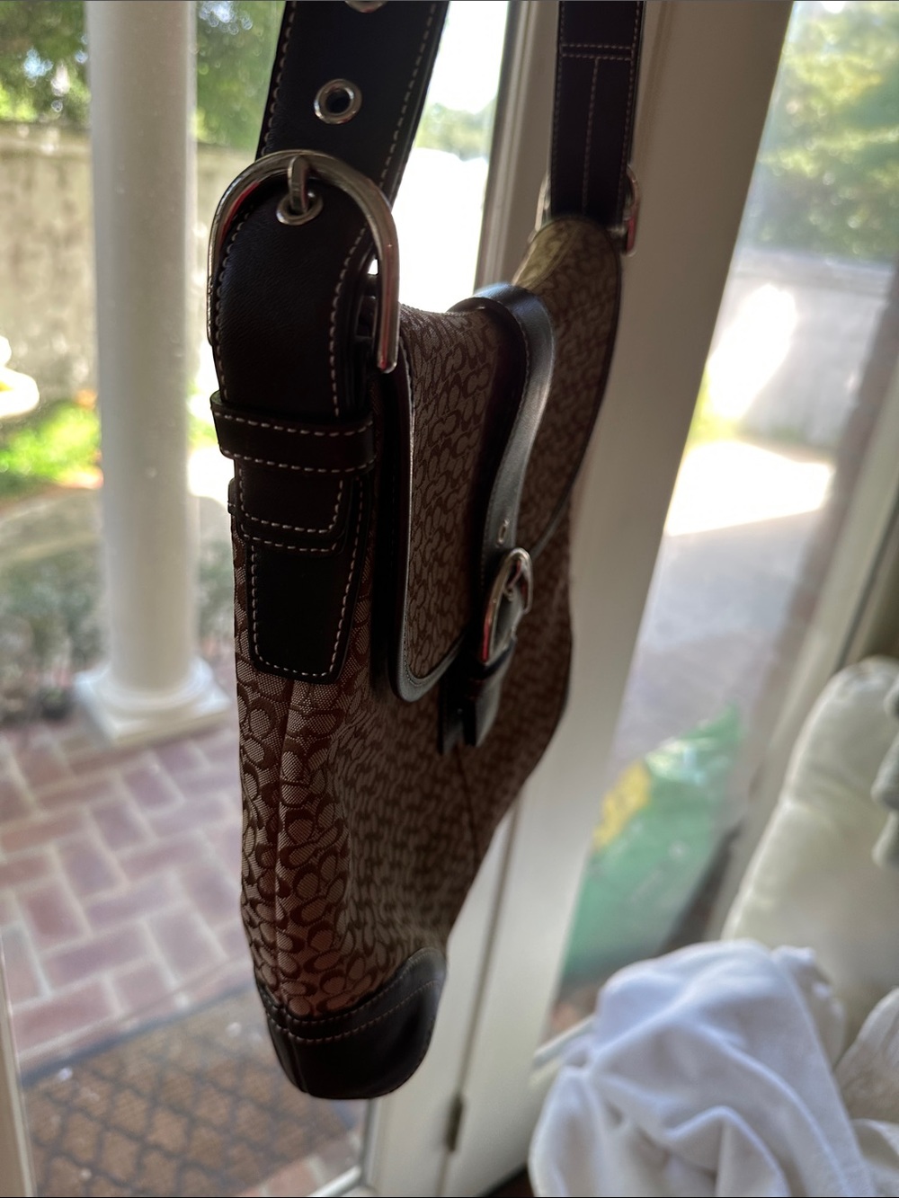 Classic Monogram Shoulder Bag in Brown and Black - Picture 4 of 10
